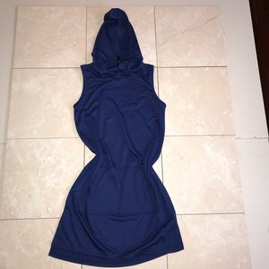 Dark blue hoodie pocket shirt dress
